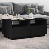 Coffee Table with LED Lights Black 90x49x40 cm