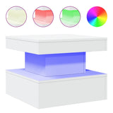 Coffee Table with LED Lights White 50x50x40 cm - Front View