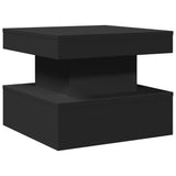 Coffee Table with LED Lights Black 50x50x40 cm - Side View