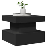 Coffee Table with LED Lights Black 50x50x40 cm - Rear View