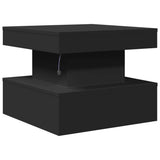 Coffee Table with LED Lights Black 50x50x40 cm