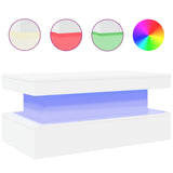 Coffee Table with LED Lights White 90x50x40 cm - Front View