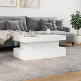 Coffee Table with LED Lights White 90x50x40 cm - Top-Down View