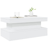 Coffee Table with LED Lights White 90x50x40 cm - Rear View