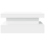 Coffee Table with LED Lights White 90x50x40 cm - Close-Up Angle