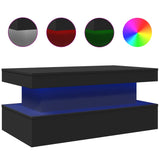 Coffee Table with LED Lights Black 90x50x40 cm - Front View