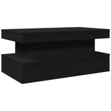 Coffee Table with LED Lights Black 90x50x40 cm - Side View