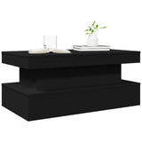 Coffee Table with LED Lights Black 90x50x40 cm - Rear View
