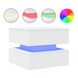 Coffee Table with LED Lights White 50x50x40 cm - Front View