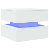 Coffee Table with LED Lights White 50x50x40 cm - Side View