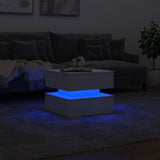 Coffee Table with LED Lights White 50x50x40 cm - 45-Degree Angle