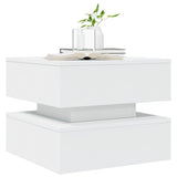 Coffee Table with LED Lights White 50x50x40 cm - Rear View