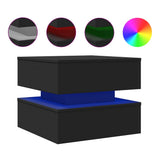 Coffee Table with LED Lights Black 50x50x40 cm - Front View