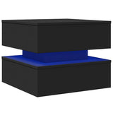 Coffee Table with LED Lights Black 50x50x40 cm - Side View