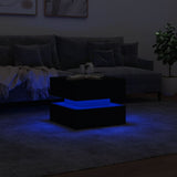 Coffee Table with LED Lights Black 50x50x40 cm - 45-Degree Angle