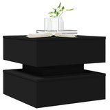 Coffee Table with LED Lights Black 50x50x40 cm - Rear View