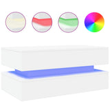 Coffee Table with LED Lights White 90x50x40 cm - Front View
