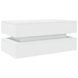 Coffee Table with LED Lights White 90x50x40 cm - Side View