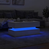 Coffee Table with LED Lights White 90x50x40 cm - 45-Degree Angle