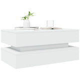 Coffee Table with LED Lights White 90x50x40 cm