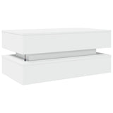 Coffee Table with LED Lights White 90x50x40 cm - Extra Image