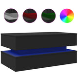 Coffee Table with LED Lights Black 90x50x40 cm - Front View