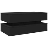 Coffee Table with LED Lights Black 90x50x40 cm - Side View