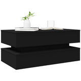 Coffee Table with LED Lights Black 90x50x40 cm - Rear View