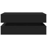 Coffee Table with LED Lights Black 90x50x40 cm - Close-Up Angle