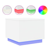 Coffee Table with LED Lights White 50x50x40 cm - Front View