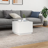 Coffee Table with LED Lights White 50x50x40 cm - Top-Down View