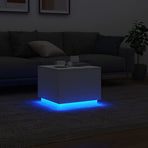 Coffee Table with LED Lights White 50x50x40 cm