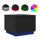 Coffee Table with LED Lights Black 50x50x40 cm - Front View