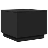 Coffee Table with LED Lights Black 50x50x40 cm - Side View