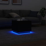 Coffee Table with LED Lights Black 50x50x40 cm