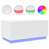 Coffee Table with LED Lights White 90x50x40 cm - Front View