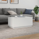 Coffee Table with LED Lights White 90x50x40 cm - Top-Down View