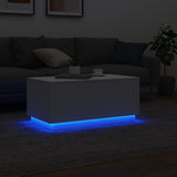 Coffee Table with LED Lights White 90x50x40 cm - 45-Degree Angle