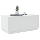 Coffee Table with LED Lights White 90x50x40 cm - Rear View