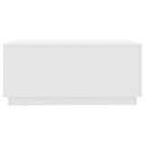 Coffee Table with LED Lights White 90x50x40 cm - Close-Up Angle
