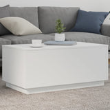 Coffee Table with LED Lights White 90x50x40 cm