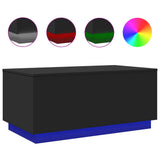 Coffee Table with LED Lights Black 90x50x40 cm - Front View