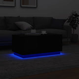 Coffee Table with LED Lights Black 90x50x40 cm - 45-Degree Angle