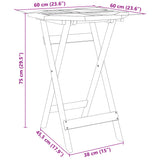 Folding Garden Table ?0x75 cm Solid Wood Acacia