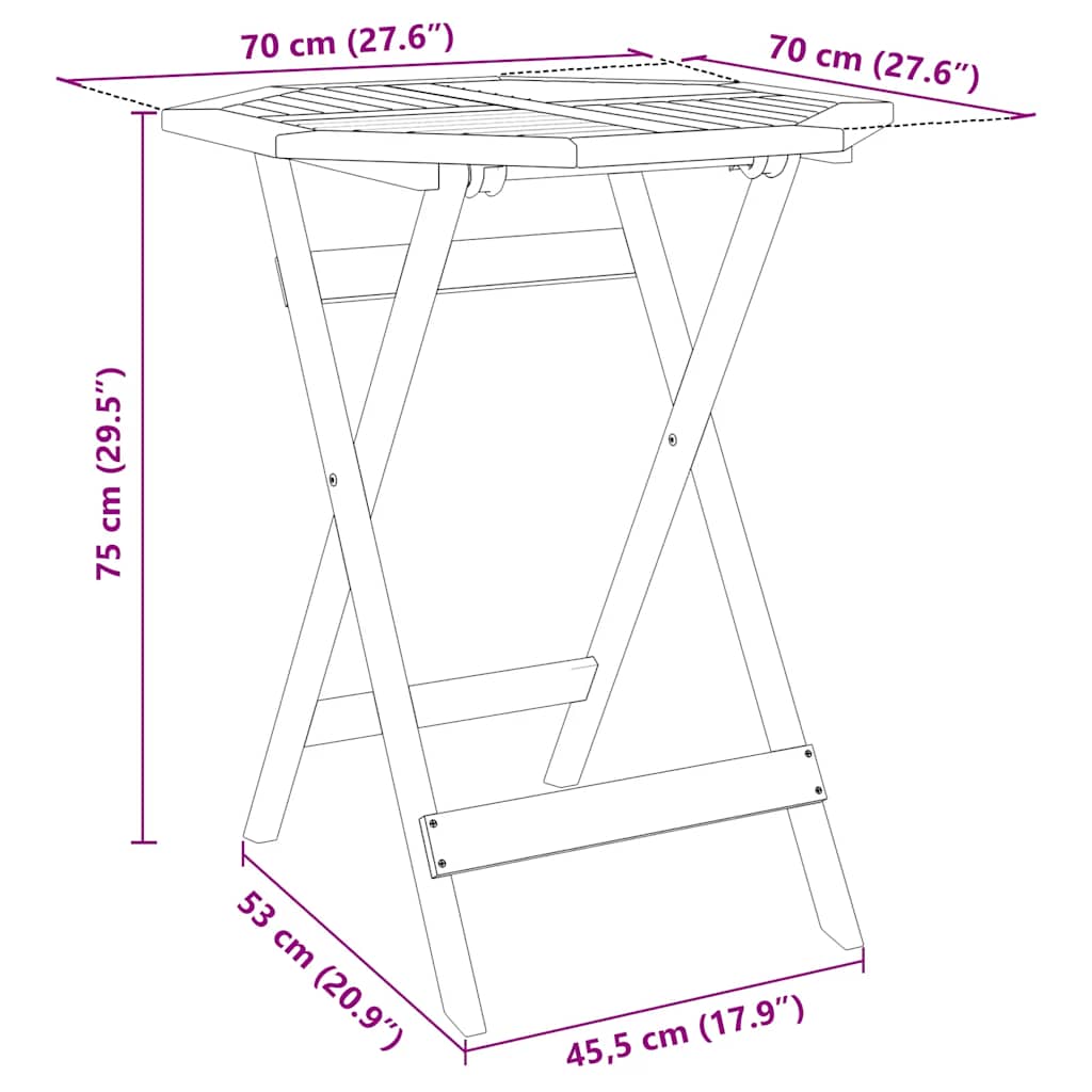Folding Garden Table ?0x75 cm Solid Wood Acacia