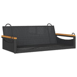 Swing Bench Black 109x62x40 cm Poly Rattan - Front View