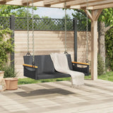 Swing Bench Black 109x62x40 cm Poly Rattan - Side View