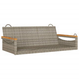 Swing Bench Grey 109x62x40 cm Poly Rattan - Front View