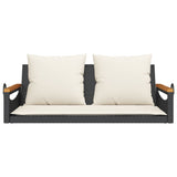Swing Bench with Cushions Black 109x62x40 cm Poly Rattan - Top-Down View