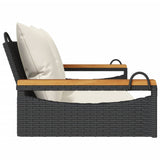 Swing Bench with Cushions Black 109x62x40 cm Poly Rattan - 45-Degree Angle